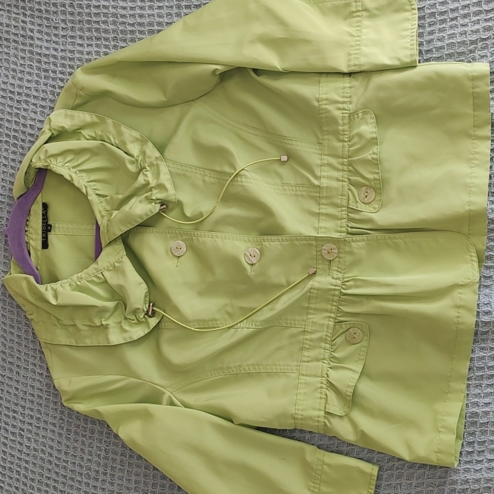Lime Green Lightweight Rain Jacket with Ruffles by Tribella Size 12